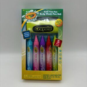 Crayola Bath Time Fun Body Wash Pen Set, 5 Floral Scents, Terry Cloth NEW
